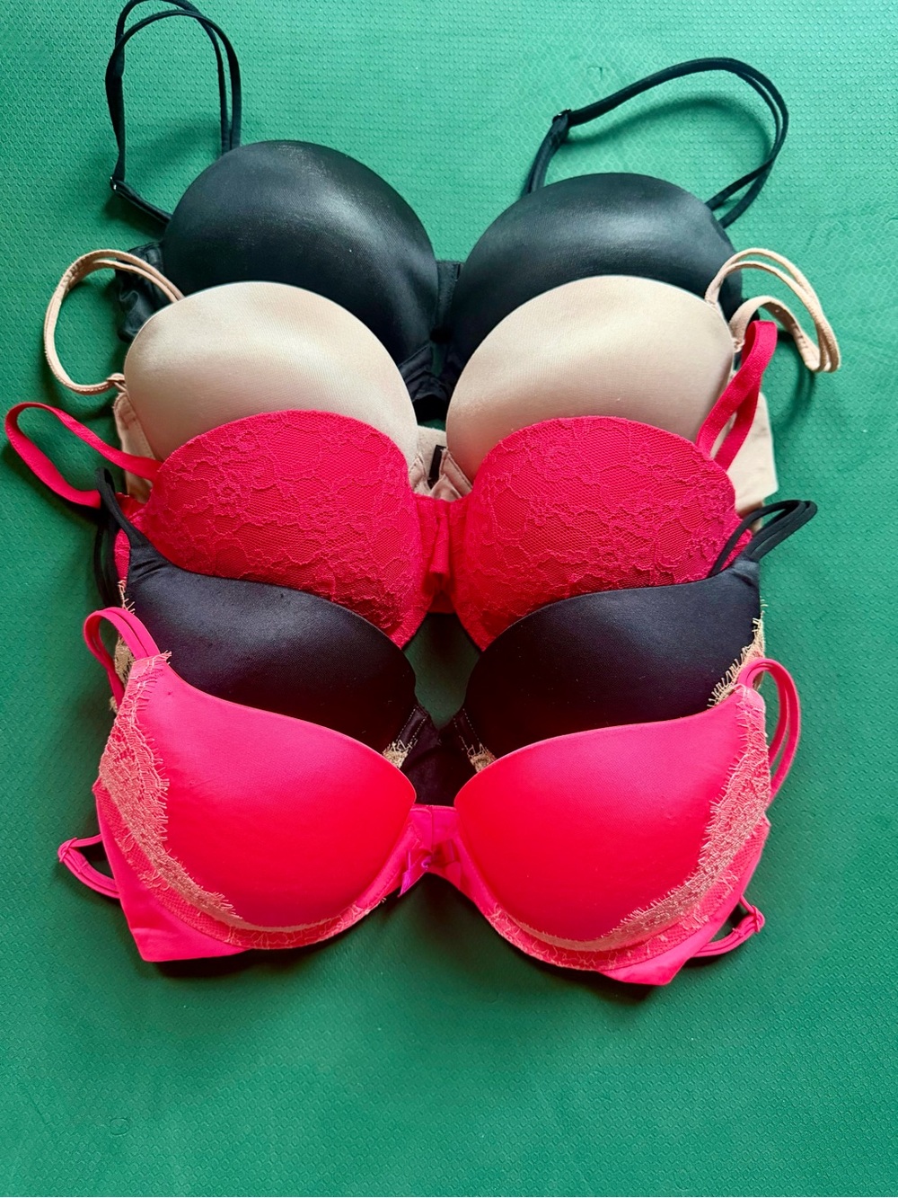 Victoria's Secret Bra Bundle 34C - Black, Nude, Neon Pink, Red